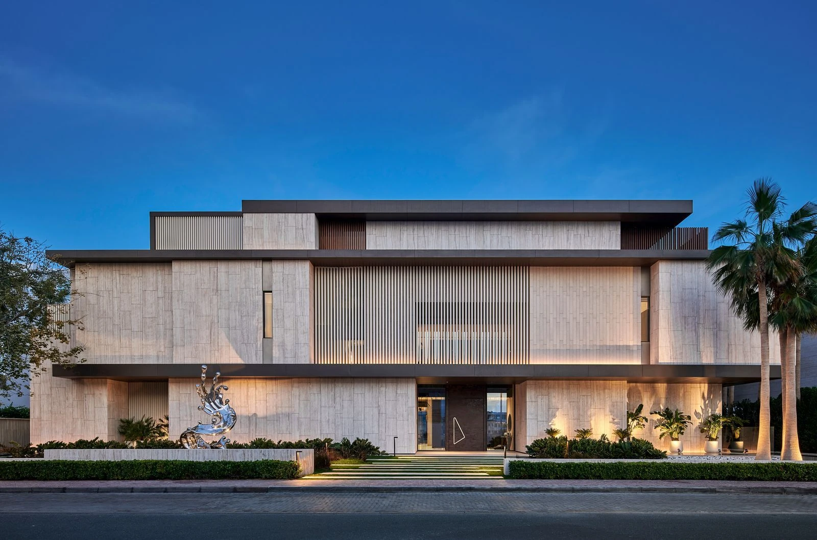 Kural Vista front facade at twilight